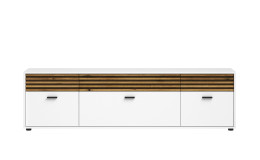Lowboard Lanzerote, in der Farbausführung Weiß / Evoke oak, Frontansicht