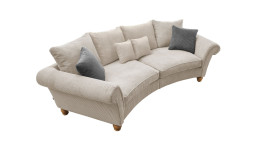 Megasofa Bordeaux in der Farbe beige mit grauen und beigen Kissen