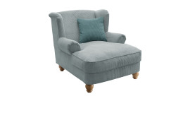Loveseat-Sessel Bordeaux in der Farbe aqua mit einem petrolfarbenen Kissen