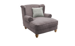 Loveseat-Sessel Bordeaux in der Farbe grau-braun mit einem silberfarbigem Kissen