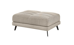 Hocker Husum in Stone, Cord Optik,schwarze Füße, seitliche Ansicht