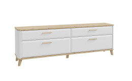 Lowboard Waldeck weiß mit Holzabsetzung