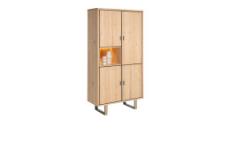 Schrank Shimanto mit Fronten und Korpus mit Echtholzfurnier Eiche natur und Gestell aus Metall in Graphit