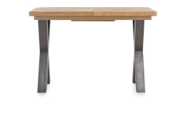 Bartisch Metalox mit Echtholz-Platte in Railway Brown und X-Gestell in Graphit lackiert aus Stahl