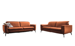 Komfort-Sitzgruppe Casablanca in einem Echtlederbezug in der Farbe Cognac.