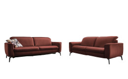 Komfort-Sitzgruppe Casablanca in einem Echtlederbezug in der Farbe Red.