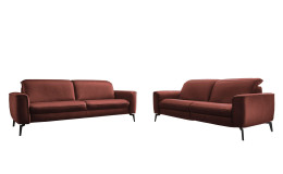 Basis-Sitzgruppe Casablanca in einem Echtlederbezug in der Farbe Red.