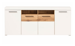 Sideboard San Remo in weiß und Eiche Evoke-Dekor mit 4 Türen und 2 Fächern