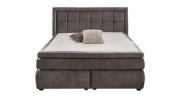 Boxspringbett Stockholm Bezug veloursartig Grau, Liegefläche 180 x 200 cm