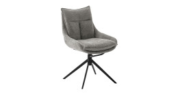 Stuhl Portland mit Bezug aus Strukturgewebe in Anthrazit und Gestell aus Metall Schwarz matt