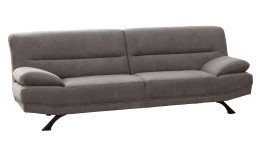 Sofa 3-Sitz Bruno in einem Silbergrauen Stoff bezogen und schwarzen Füßen.