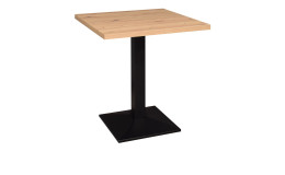 Bistrotisch Biblis-System mit einer Tischplatte in der Farbe Asteiche und einem schwarzen Gestell.