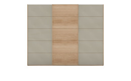 Basis-Schwebetürenschrank Cassina in Eiche und Türen in Farbglas Champanger.