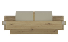Komfort-Bett Venedig in Bianco Eiche und einem Kopfteil aus Kunstleder in Champanger.
