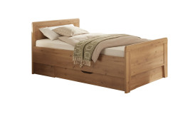 Komfort-Bett Genua, in der Farbausführng Bianco Eiche mit Bettbezug