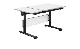 Schreibtisch Diego 130 GT mit Tischplatte in Kreideweiß und Gestell in Schwarz