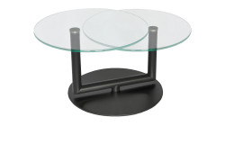 Couchtisch 8383 SK-S mit zwei Klarglas Tischplatten und einem schwarzem Gestell.