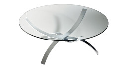 Couchtisch 8060CK-105 mit einer Tischplatte aus Klarglas und einem Chrom Gestell