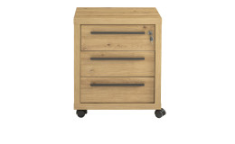 Rollcontainer Renatura aus Holzwerkstoff in Artisan Eiche mit anthraziten Griffen und vier Rollen.