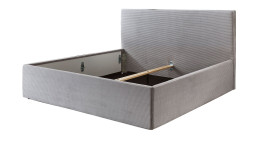 Polsterbett Casper in silber mit einem Breitcordbezug.
