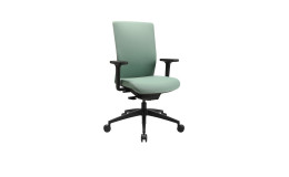 Drehstuhl Office Chair mit Armlehnen, schwarzem Fußkreuz und einem Bezug in der Farbe Grün