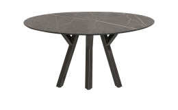 Esstisch Minato im Dekor Onyx / Marmor-Optik und 4-Fuß-Gestell aus Metall in Graphit
