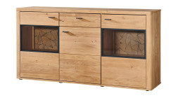 Basis-Sideboard Valencia in Asteiche Bianco Lamelle aus Massivholz und Furnier