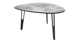 Couchtisch MONDO Varium mit einer Glas-Keramik Tischplatte in Silver mit einem schwarzren Stahlgestell.