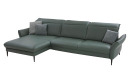 Komfort-Ecksofa MONDO Mirium in einerm Echtlederbezug in Opal