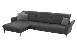 Komfort-Ecksofa MONDO Mirium in einerm Echtlederbezug in Steel