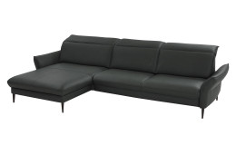 Basis-Ecksofa MONDO Mirium in einerm Echtlederbezug in Steel