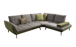 Komfort-Ecksofa vito Ticona, in der Farbausführung Grau / Olive