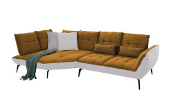 Komfort-Ecksofa vito Ticona, in der Farbausführung Mustard / Silver
