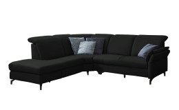 Komfort-Ecksofa vito Sardena, in der Farbausführung Schwarz, mit Kissen
