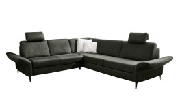 Komfort-Ecksofa vito Spring-S Relax in einem Bezugsstoff in der Frabe Moos.