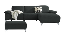 Komfort - Ecksofa Musterring MR 370, in der Farbausführung  anthrazit mit einem Hocker