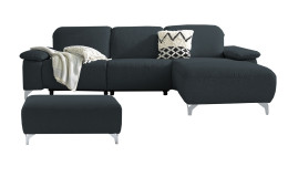 Komfort - Ecksofa Musterring MR 370, in der Farbausführung deep ocean, mit einem Hocker