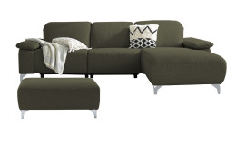 Komfort - Ecksofa Musterring MR 370, in der Farbausführung olive mit einem Hocker