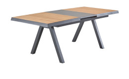 Gartentisch Kumasi mit Tischplatte aus Teakholz und Keramik, sowie Gestell aus Aluminium in Anthrazit