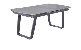Gartentisch Diwo in grau mit Synchronauszug und Gestell aus Aluminium in Anthrazit
