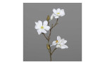 Magnolien-Pick 40 cm aus Kunststoff mit weißen Blüten, grünen Applikationen und braunen Stiel. Auf einem grauen Hintergrund.