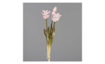 Tulpen-Bund 46 cm aus Kunststoff mit pinken Blüten und grünen Stiel und Blätter. Auf einem grauen Hintergrund.