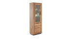 Vitrine Grazia schräg von der Seite mit Dekoration und Beleuchtung.
