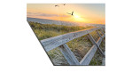 Glasbild Birds Above Lost Sea 50 x 125 cm, Strandlandschaft Detailbild von der Ecke