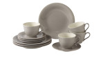 Kaffee-Set Loop 12-tlg. in grau, bestehend aus 4 Teller, 4 Tassen und 4 Untertassen