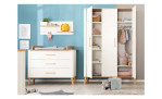 Wandgarderobe Pauline, weiß, mit zwei Ablagen in Artisan Eiche Dekor und zwei Haken im Kinderzimmer