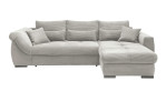Wohnlandschaft Folkestone mit Cord-Stoff in silber bezogen, Ottomane rechts, mit 8 Kissen