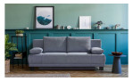 Schlafsofa Jade, in der Farbausführung grau, mit Deko