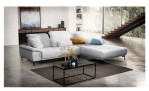 Komfort- Ecksofa Florenz Comfort, in der Farbausführung Silber, mit der Rückenlehnenfunktion