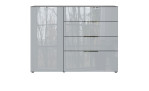 Sideboard Owingen in Silbergrau/Graphit, mit Glasauflagen, Ansicht von vorne